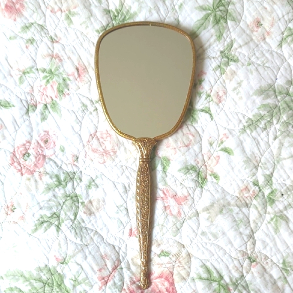 Vintage Globe 24k Gold Plated Floral Rose Brush For Vanity ( READ ) - Picture 10 of 11